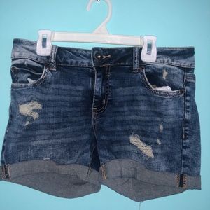 blue denim shorts